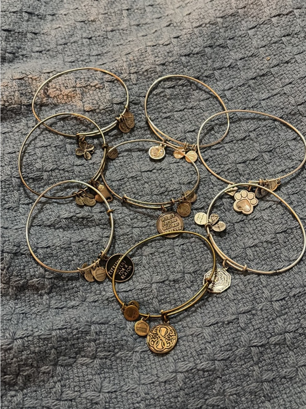 Alex and Ani Gold and Silver Tone Charm Bangle Bracelet Set